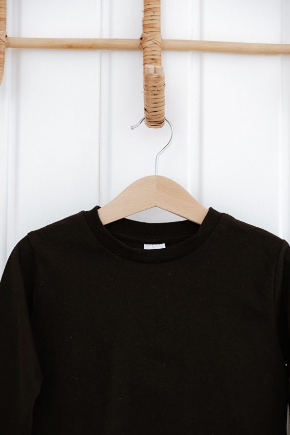 Lilabio Long Sleeve Cotton Black T-Shirt for Girls