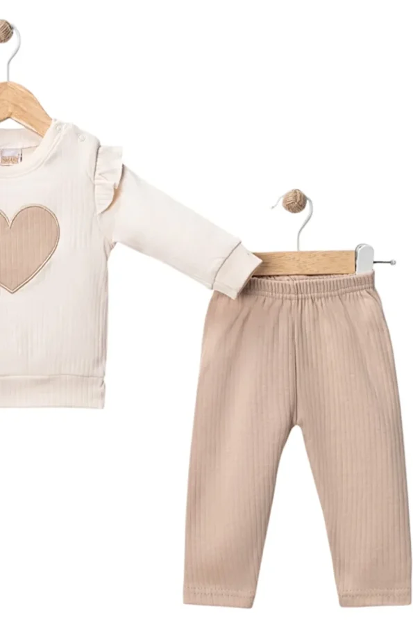 MixMax Baby Girl Long Sleeve Heart Print Set 100% Cotton