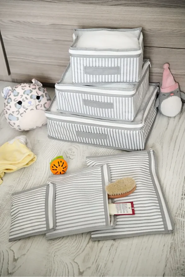 Serstil 6-Piece Baby Care Bag - Gray Rope Pattern
