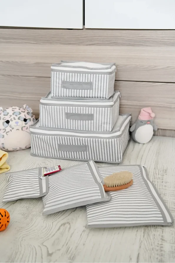 Serstil 6-Piece Baby Care Bag - Gray Rope Pattern