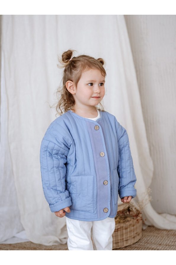 Fluffyboon Quilted Children's Jacket - Denim Blue
