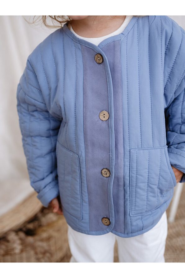 Fluffyboon Quilted Children's Jacket - Denim Blue