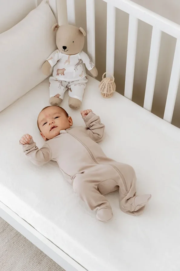 Tuğba Swan Zippered Baby Jumpsuit - Pureline Series - Brown