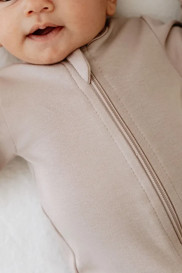 Tuğba Swan Zippered Baby Jumpsuit - Pureline Series - Brown