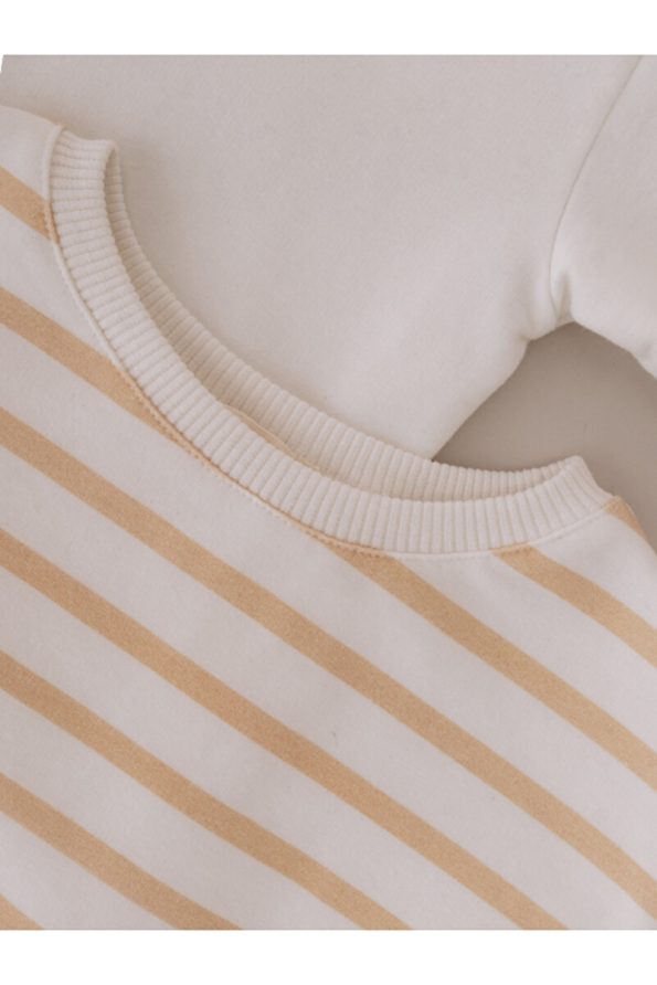 Fluffyboon Premium Kids Striped Sweatshirt - Latte