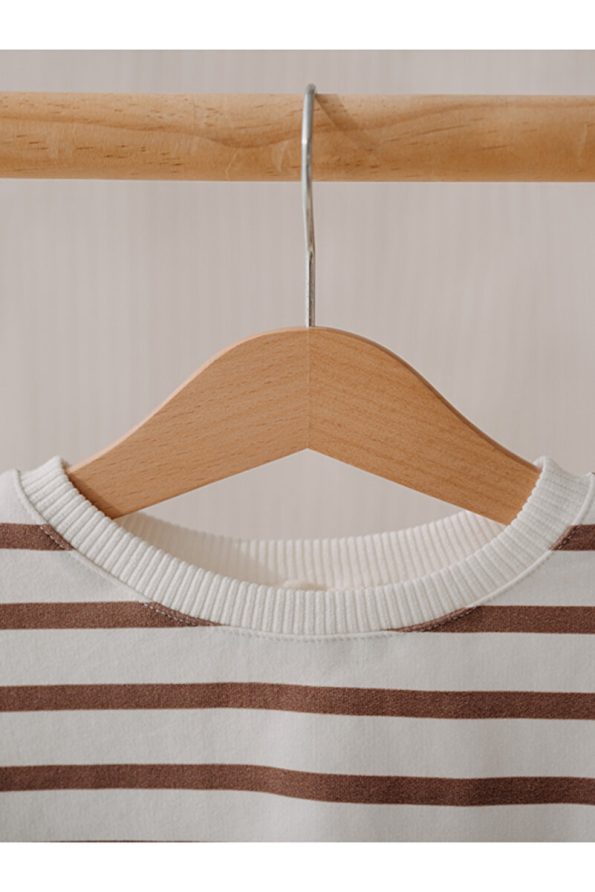 Fluffyboon Premium Kids Striped Sweatshirt - Coffee