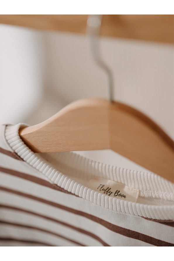 Fluffyboon Premium Kids Striped Sweatshirt - Coffee