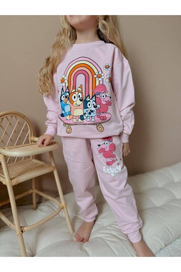 Yiğit Boutique Character Print Long Sleeve Girls Outfit