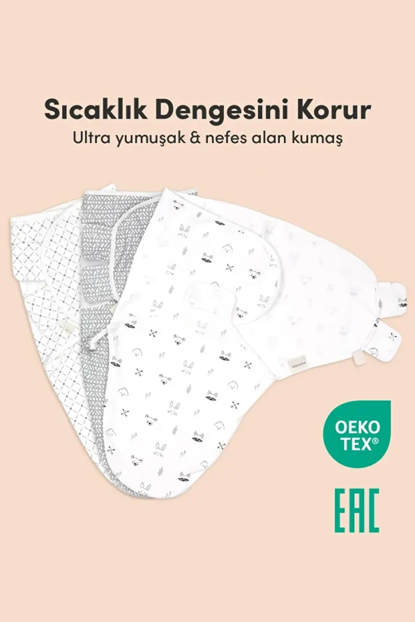 Minuche 100% Cotton 3-Piece Baby Swaddle and Sleep Sack