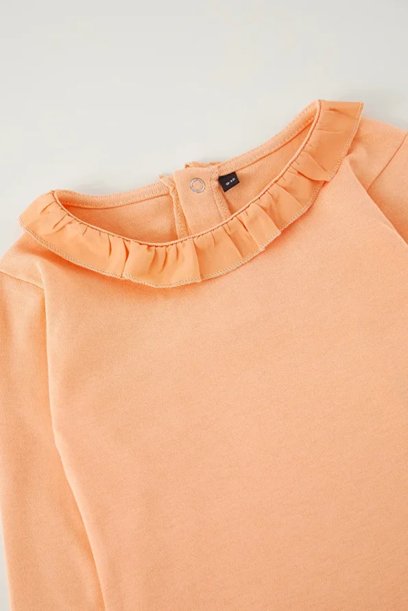 Trendyolmilla Kids Salmon Ruffle Detail Long Sleeve Bodysuit