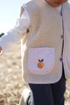 Kirazkids Peach Embroidered Teddy Cream Baby Vest