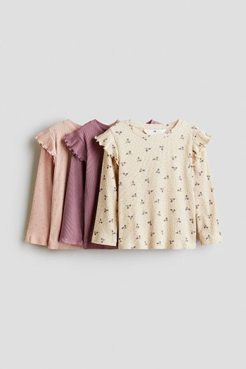 H&M 3-Pack Ruffled Jersey Tops