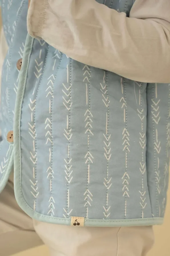 Kirazkids Blue Patterned Plush Baby Vest