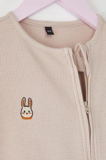 Trendyolmilla Kids Unisex Baby Long Sleeve Textured Knit Romper with Rabbit Embroidery