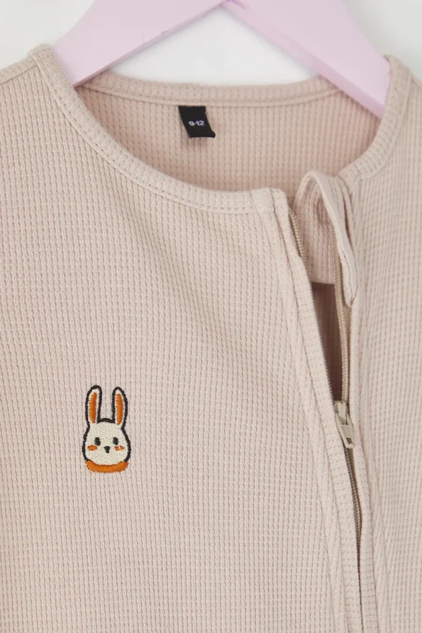 Trendyolmilla Kids Unisex Baby Long Sleeve Textured Knit Romper with Rabbit Embroidery