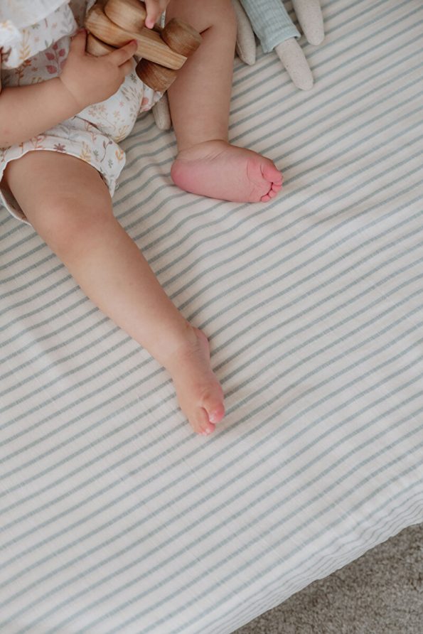 TBA COLLECTION Side Sleeper Muslin Fitted Sheet Set | Line Series - Blue