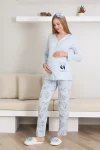 Maternity and Nursing Pajama Set with Buttons and Embroidery