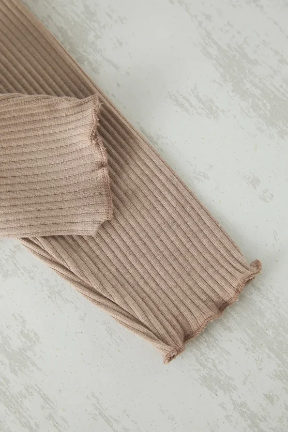 Trendyolmilla Kids Beige Cotton Basic Ribbed Long Summer Leggings
