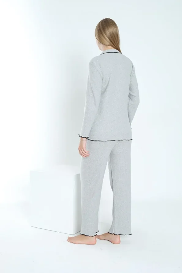 Miss World Lissa Front Button Adjustable Waist Ruffled Sleeve and Hem Maternity and Nursing Pajama Set