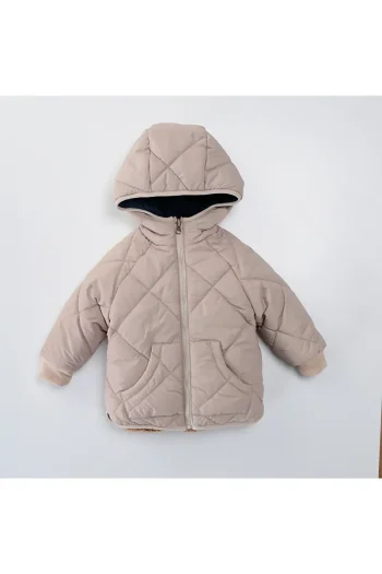 MIMBOKIDS Boys Reversible Jacket - Quilted/Faux Fur Details