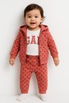 RAPAPA Girls' 3-Piece Set – Hooded Cardigan, T-Shirt, and Bottoms