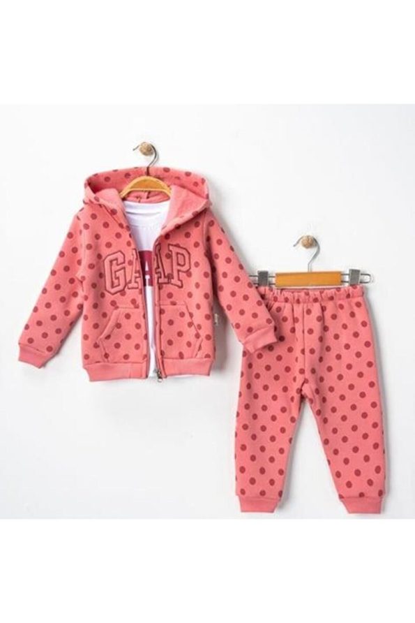 RAPAPA Girls' 3-Piece Set – Hooded Cardigan, T-Shirt, and Bottoms