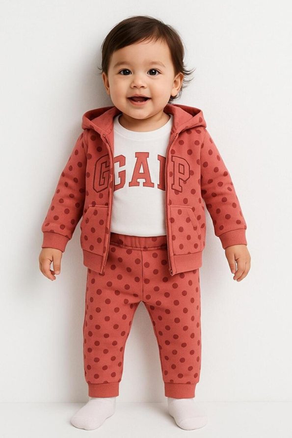 RAPAPA Girls' 3-Piece Set – Hooded Cardigan, T-Shirt, and Bottoms