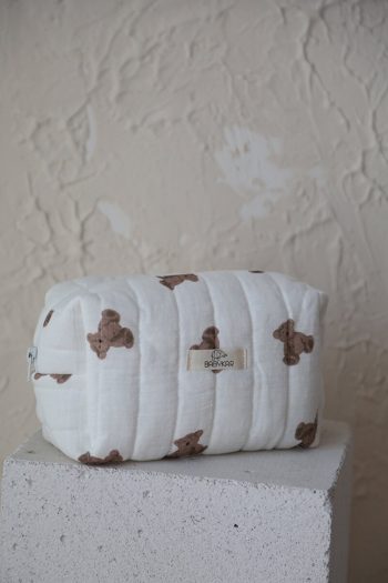 BabyKAR Mother Baby Care Bag, Cosmetic Bag and Organizer - Bear Muslin