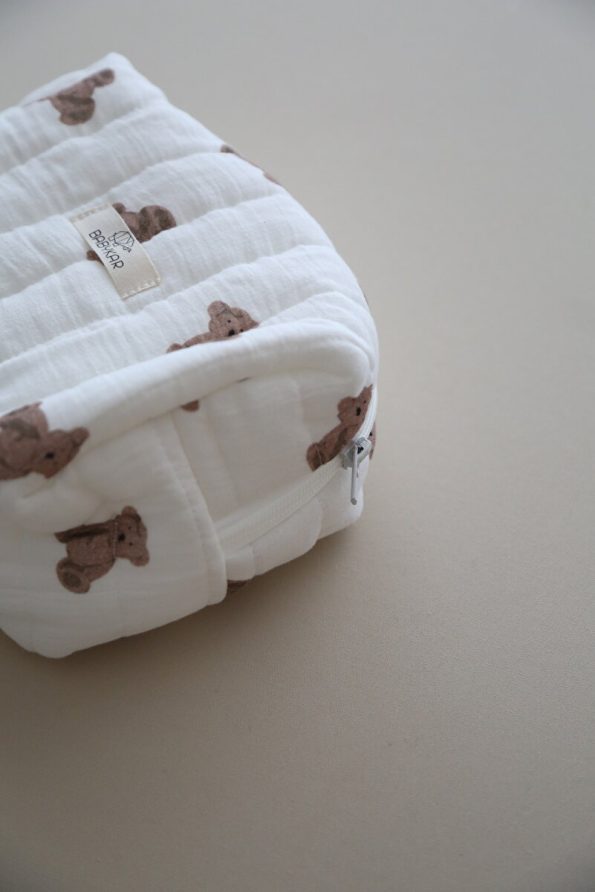 BabyKAR Mother Baby Care Bag, Cosmetic Bag and Organizer - Bear Muslin
