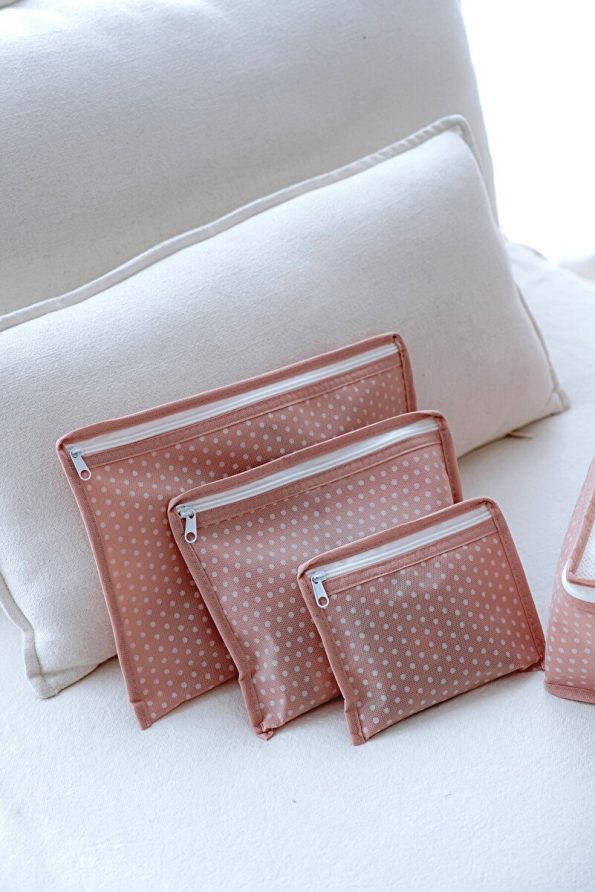 Serstil 6-Piece Baby Care and Organizer Bag Set - Pink Polka Dot