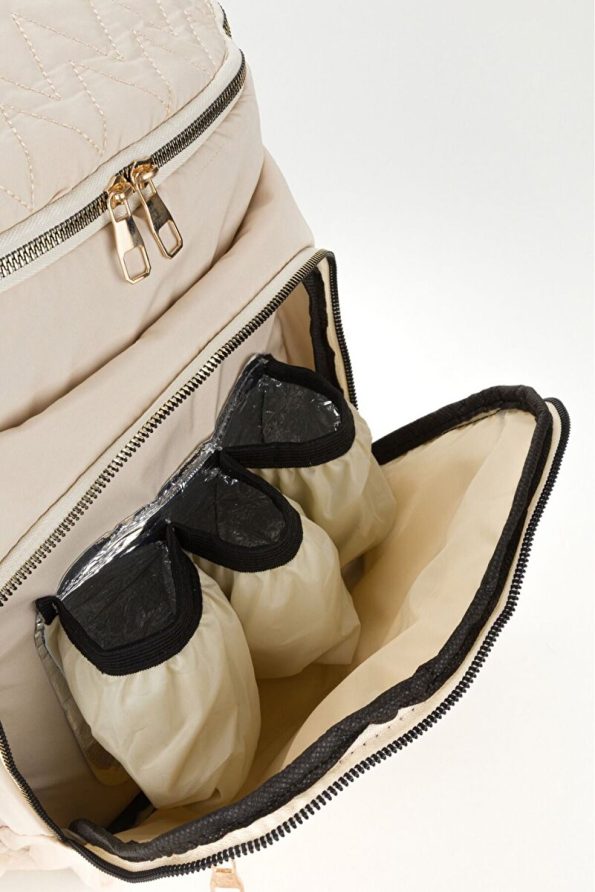Arn Kids Cream Anka Model Diaper Backpack with Thermos Bottle Pockets and Stroller Strap