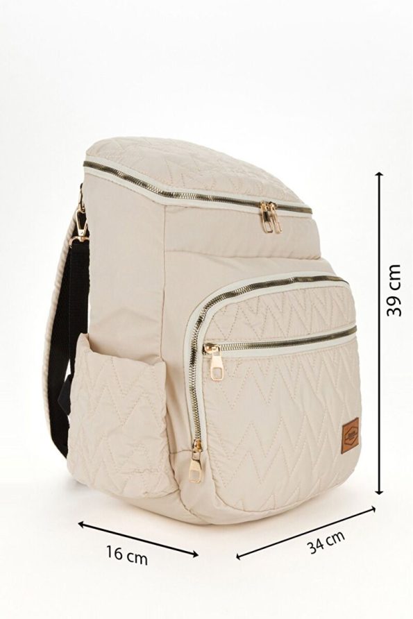 Arn Kids Cream Anka Model Diaper Backpack with Thermos Bottle Pockets and Stroller Strap