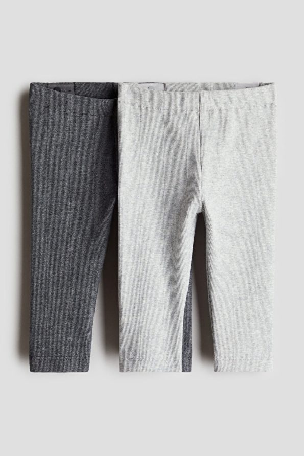 H&M Set of 2 Cotton and Ribbed Leggings