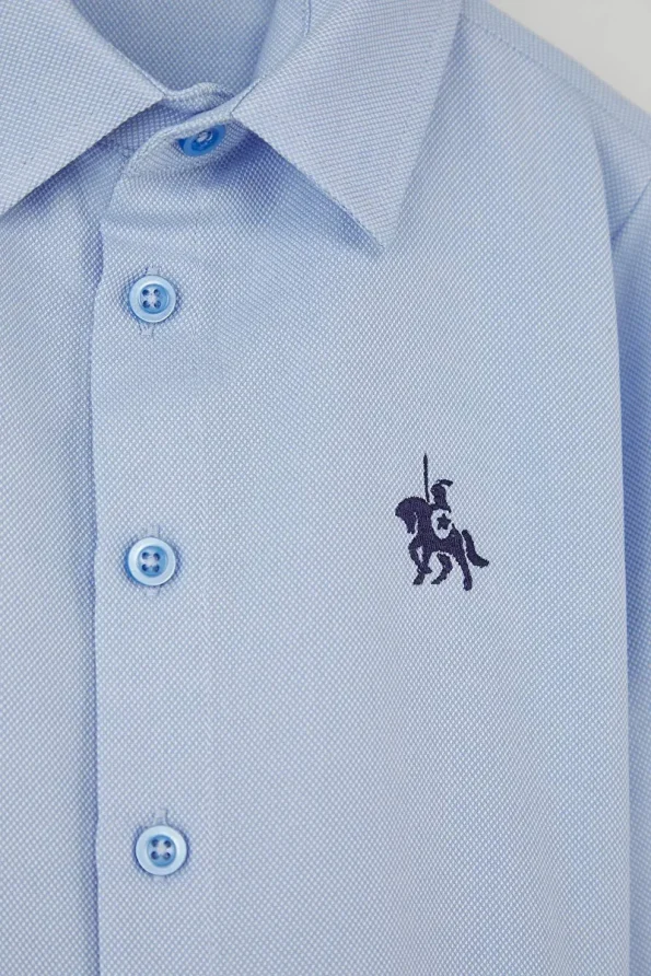 Trendyolmilla Kids Ice Blue Embroidered Regular Fit Shirt for Boys