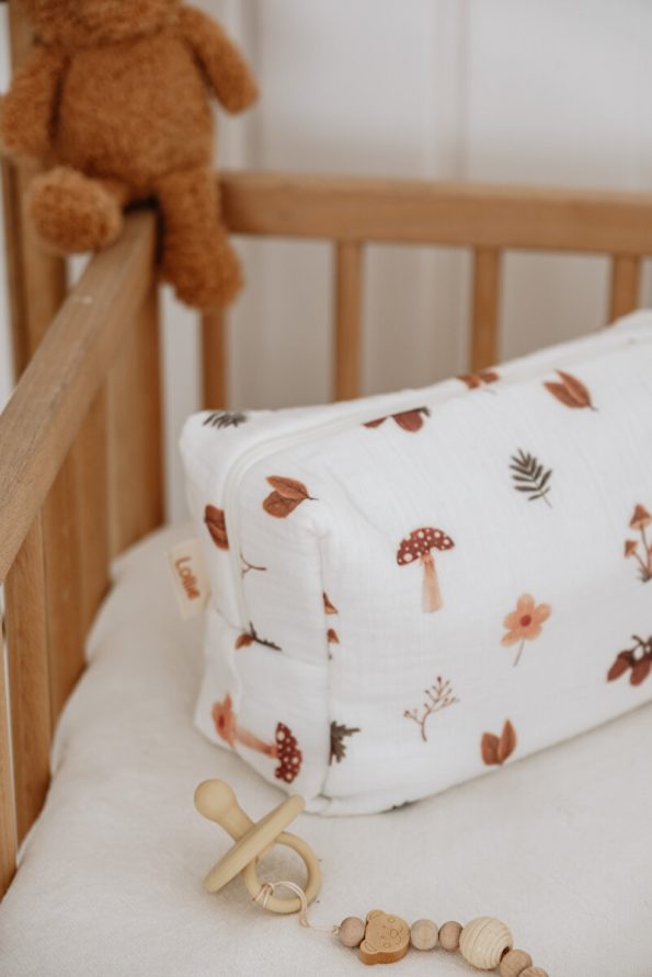 Lollie Baby&Kids Muslin Diaper Bag, Waterproof Interior - Forest