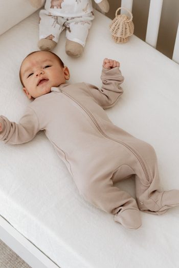 Tuğba Swan Zippered Baby Jumpsuit - Pureline Series - Brown