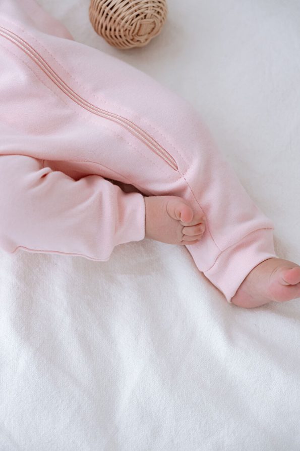 Tuğba Swan Zip-Up Footless Baby Romper - Pureline Series - Pink