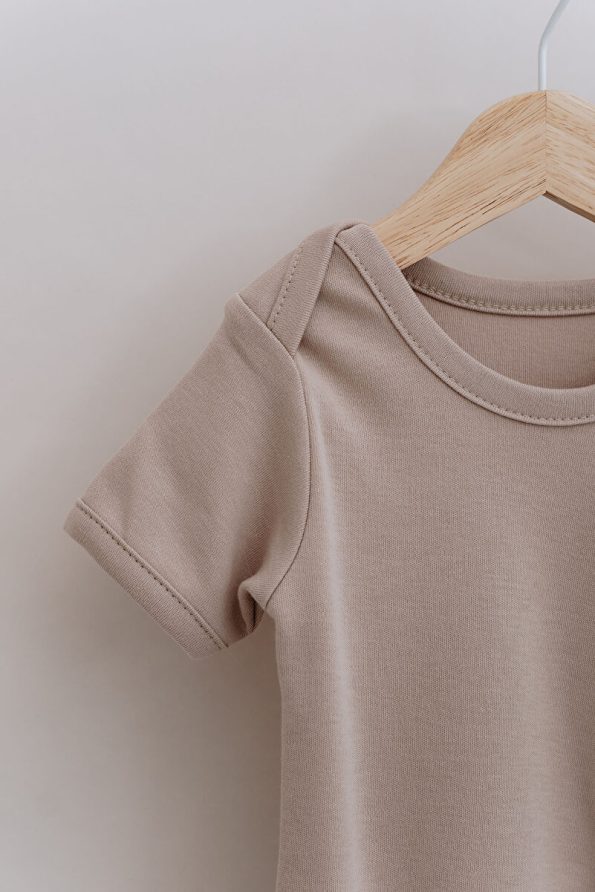 Tuğba Swan Short Sleeve Baby Bodysuit - Pureline Series - Mink