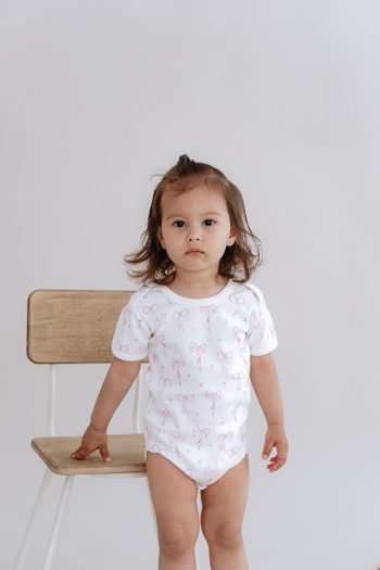Tuğba Swan Short Sleeve Baby Bodysuit - Pureline Series - Dainty Bows