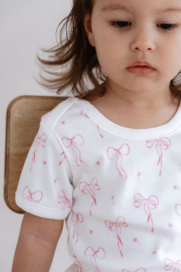 Tuğba Swan Short Sleeve Baby Bodysuit - Pureline Series - Dainty Bows