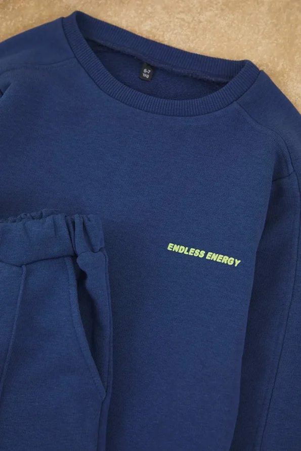 Trendyolmilla Kids Petrol Unisex Cotton Oversized Crew Neck Set