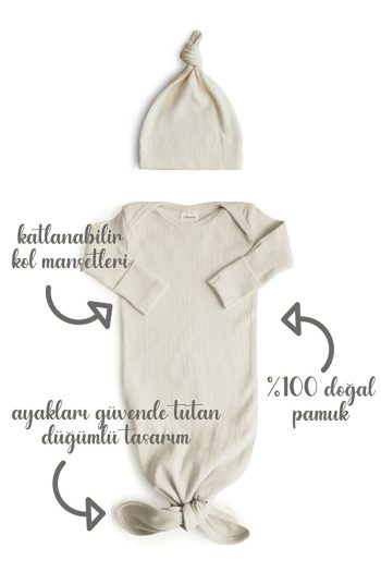Minuche Ribbed Baby Bodysuit and Hat Set 100% Cotton - Easy Diaper Change Design