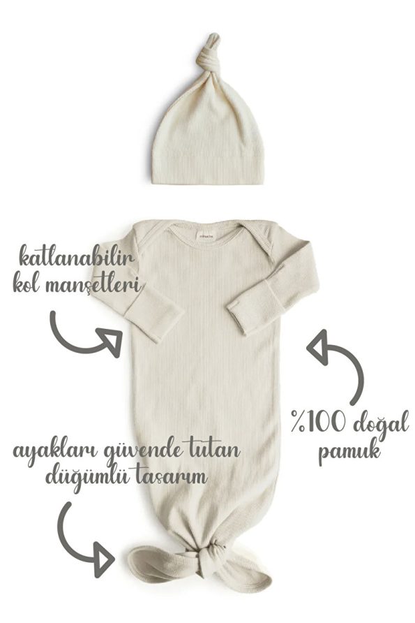 Minuche Ribbed Baby Bodysuit and Hat Set 100% Cotton - Easy Diaper Change Design