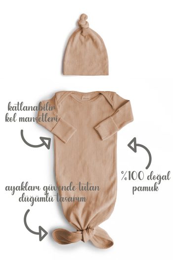 Minuche Ribbed Baby Bodysuit and Hat Set 100% Cotton