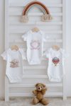Tuğba Swan 3-Pack Baby Bodysuit - Pink Royal Series - F Letter