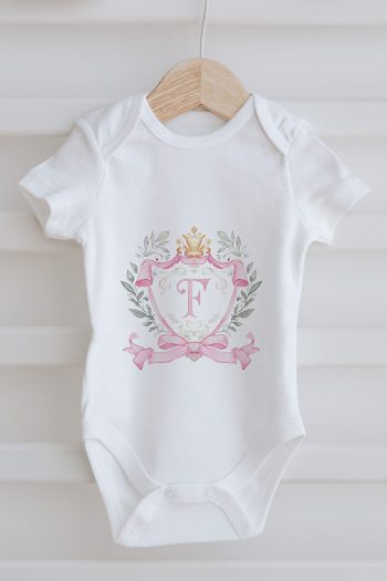 Tuğba Swan 3-Pack Baby Bodysuit - Pink Royal Series - F Letter