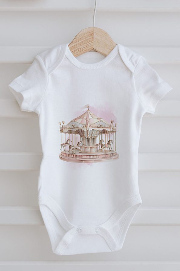 Tuğba Swan 3-Pack Baby Bodysuit - Pink Royal Series - R Letter