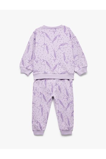 Koton Unicorn Printed Cotton Fleece Tracksuit Set