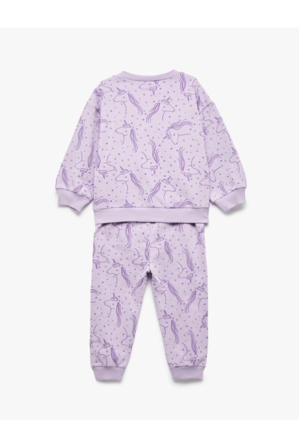 Koton Unicorn Printed Cotton Fleece Tracksuit Set
