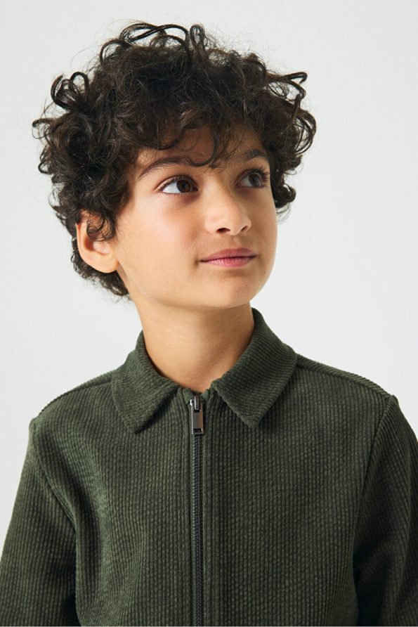 H&M Ribbed Velour Shirt Jacket
